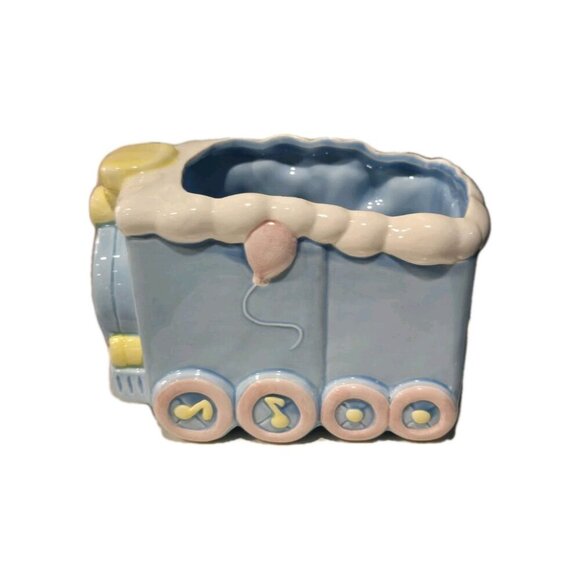 Vintage LUV Imports Baby Train Planter Blue Bears Balloons Japan Room Decor - Picture 4 of 5